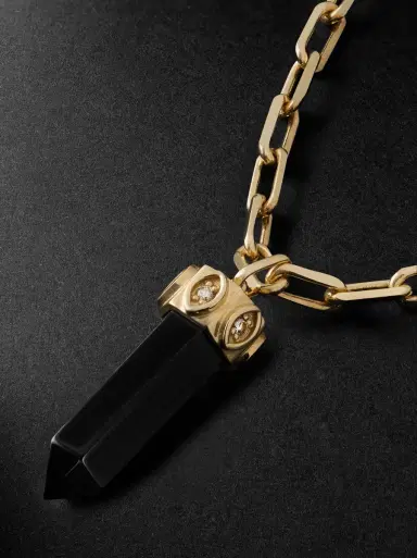 Sydney Evan Gold, Onyx and Diamond Chain Necklace - Men | Thumbnail 4 Sydney Evan Gold, Onyx and Diamond Chain Necklace - Men | Thumbnail 4