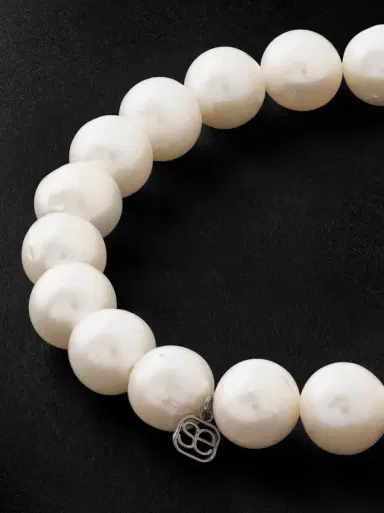 Sydney Evan Skull Rhodium-Plated, Diamond and Pearl Beaded Bracelet - Men | Thumbnail 3 Sydney Evan Skull Rhodium-Plated, Diamond and Pearl Beaded Bracelet - Men | Thumbnail 3