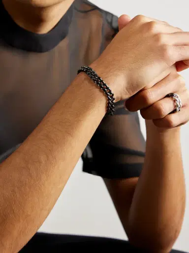 SHAY 18-Karat Blackened Gold, Ceramic and Diamond Bracelet - Men | Thumbnail 5