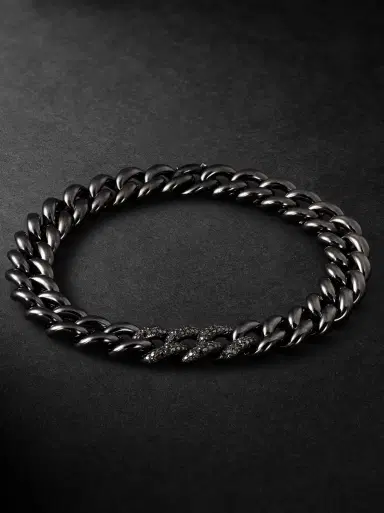 SHAY 18-Karat Blackened Gold, Ceramic and Diamond Bracelet - Men | Thumbnail 1
