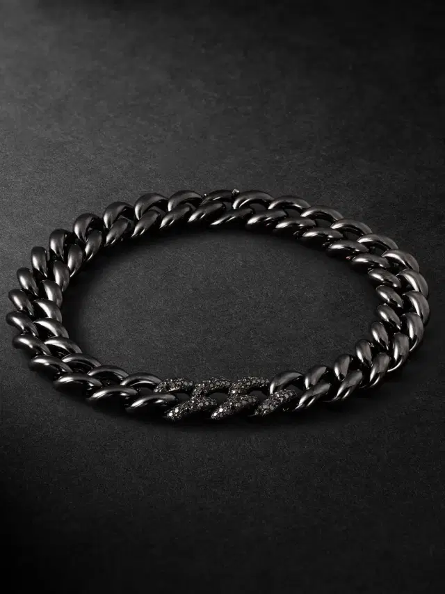 SHAY 18-Karat Blackened Gold, Ceramic and Diamond Bracelet - Men