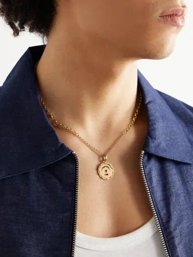 Foundrae Pause 18-Karat Gold, Garnet and Diamond Pendant - Men | Thumbnail 2