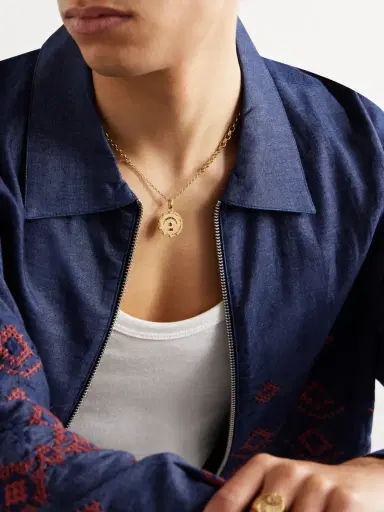 Foundrae Pause 18-Karat Gold, Garnet and Diamond Pendant - Men | Thumbnail 4