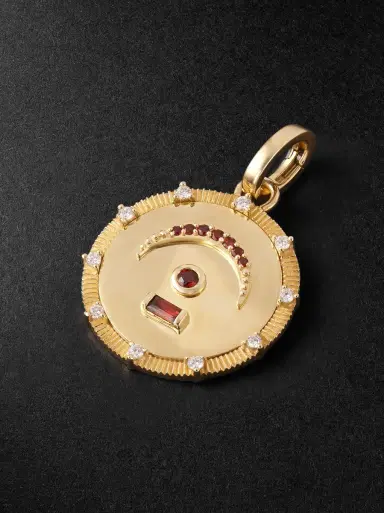 Foundrae Pause 18-Karat Gold, Garnet and Diamond Pendant - Men | Thumbnail 1
