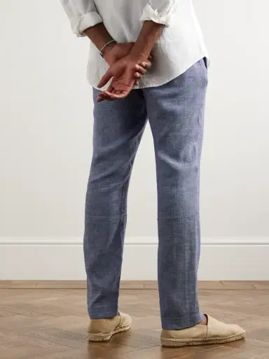 Frescobol Carioca Oscar Straight-Leg Linen and Cotton-Blend Drawstring Trousers - Men | Thumbnail 3