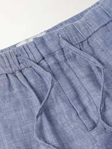 Frescobol Carioca Oscar Straight-Leg Linen and Cotton-Blend Drawstring Trousers - Men | Thumbnail 5