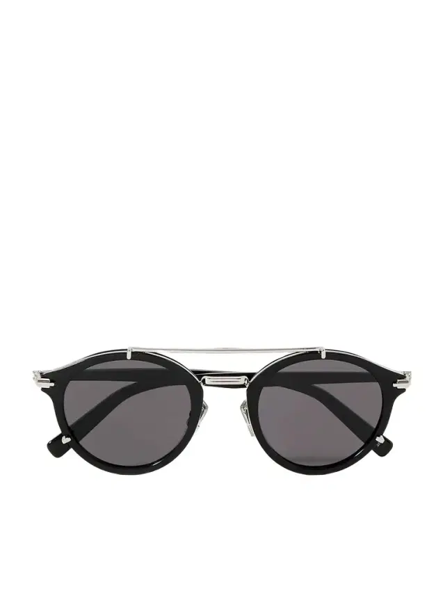 DiorBlacksuit R7U Acetate and Silver-Tone Round-Frame Sunglasses - Men