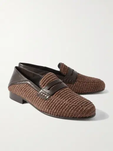 Manolo Blahnik Padstow Leather-Trimmed Raffia Loafers - Men | Thumbnail 4 Manolo Blahnik Padstow Leather-Trimmed Raffia Loafers - Men | Thumbnail 4