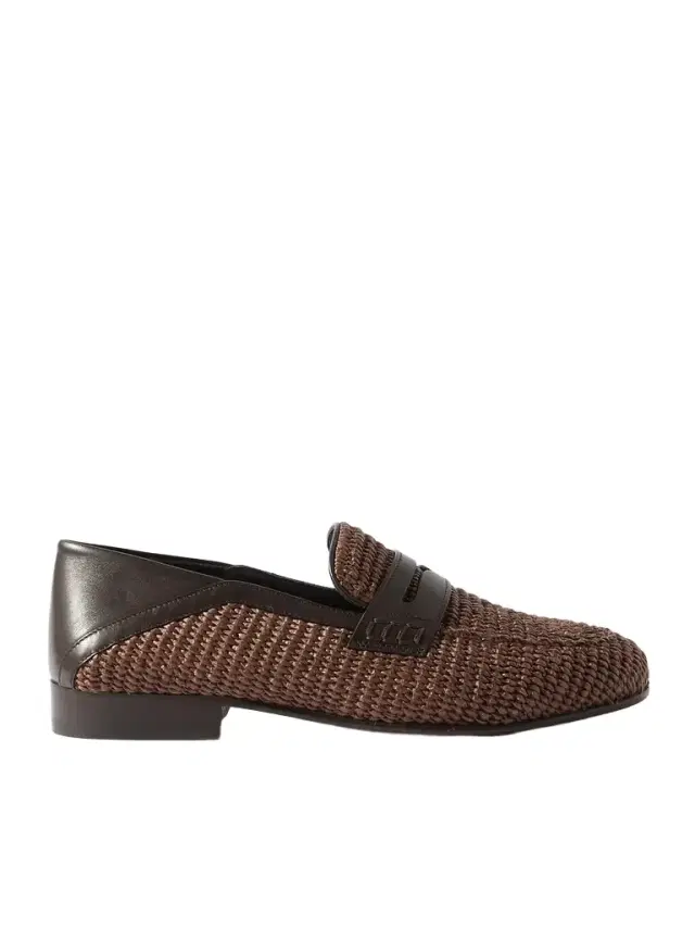 Padstow Leather-Trimmed Raffia Loafers - Men