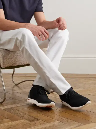 Loro Piana 360 Flexy Walk Leather-Trimmed Knitted Wish® Wool Sneakers - Men | Thumbnail 2 Loro Piana 360 Flexy Walk Leather-Trimmed Knitted Wish® Wool Sneakers - Men | Thumbnail 2