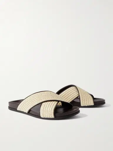 Manolo Blahnik Chiltern Leather-Trimmed Raffia Sandals - Men | Thumbnail 4 Manolo Blahnik Chiltern Leather-Trimmed Raffia Sandals - Men | Thumbnail 4