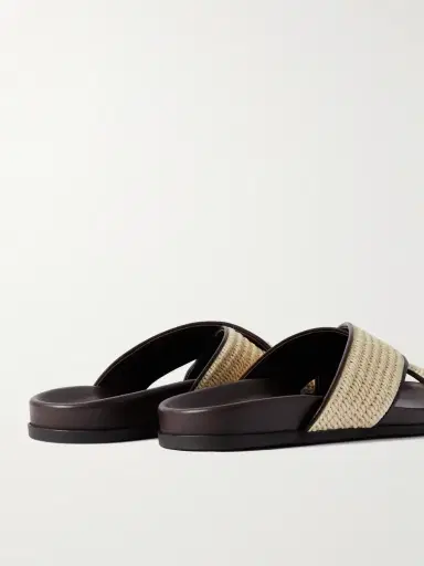 Manolo Blahnik Chiltern Leather-Trimmed Raffia Sandals - Men | Thumbnail 5 Manolo Blahnik Chiltern Leather-Trimmed Raffia Sandals - Men | Thumbnail 5