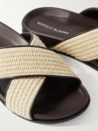 Manolo Blahnik Chiltern Leather-Trimmed Raffia Sandals - Men | Thumbnail 6 Manolo Blahnik Chiltern Leather-Trimmed Raffia Sandals - Men | Thumbnail 6