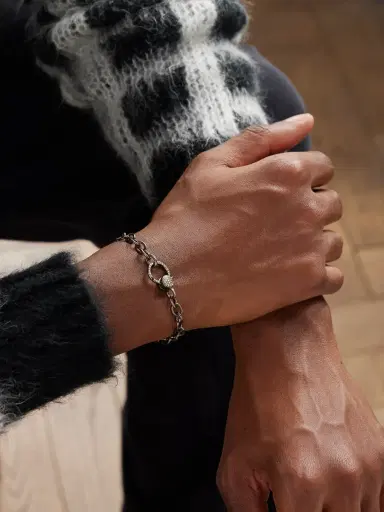 Ileana Makri Oxidised Sterling Silver, 14-Karat White Gold and Diamond Chain Bracelet - Men | Thumbnail 2 Ileana Makri Oxidised Sterling Silver, 14-Karat White Gold and Diamond Chain Bracelet - Men | Thumbnail 2