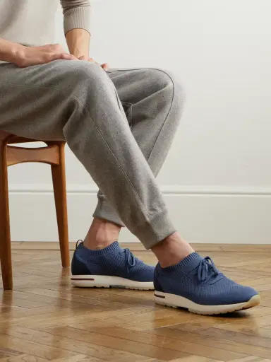 Loro Piana 360 Flexy Leather-Trimmed Knitted Wish® Wool Sneakers - Men | Thumbnail 2 Loro Piana 360 Flexy Leather-Trimmed Knitted Wish® Wool Sneakers - Men | Thumbnail 2