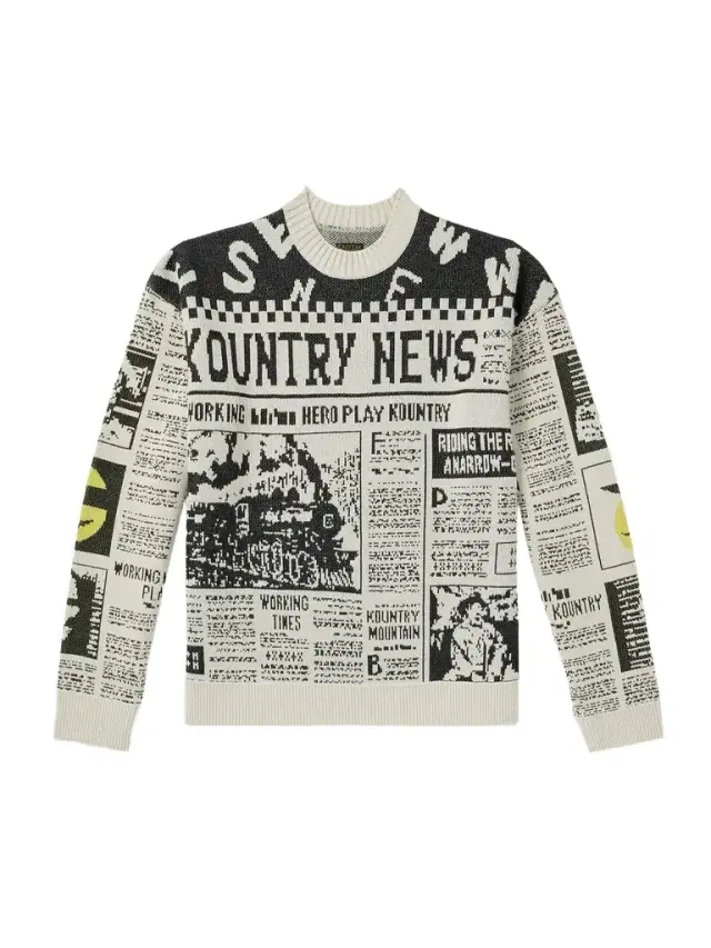 KAPITAL 8G Newspaper Intarsia-Knit Sweater - Men