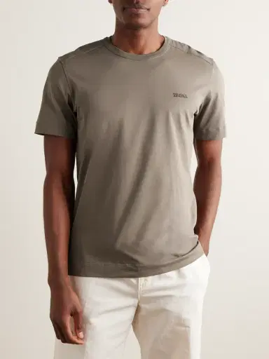 Zegna Slim-Fit Logo-Embroidered Cotton-Jersey T-Shirt - Men | Thumbnail 3 Zegna Slim-Fit Logo-Embroidered Cotton-Jersey T-Shirt - Men | Thumbnail 3