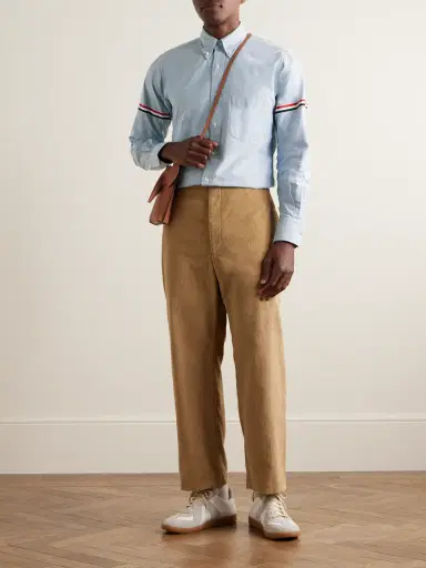 Thom Browne Button-Down Collar Grosgrain-Trimmed Cotton Oxford Shirt - Men | Thumbnail 2