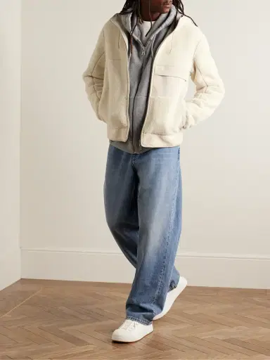Zegna Leather-Trimmed Shearling Hooded Jacket - Men | Thumbnail 2
