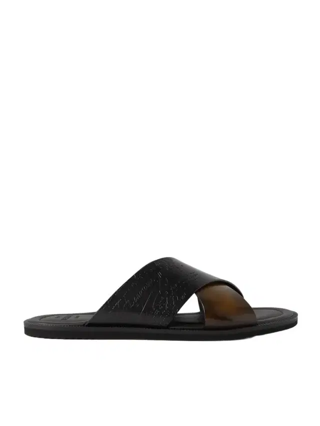 Berluti Sifnos Scritto Venezia Leather Sandals - Men