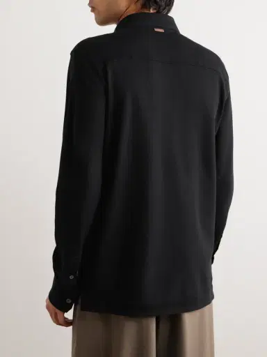 Zegna Leather-Trimmed Cotton-Piqué Polo Shirt - Men | Thumbnail 4 Zegna Leather-Trimmed Cotton-Piqué Polo Shirt - Men | Thumbnail 4