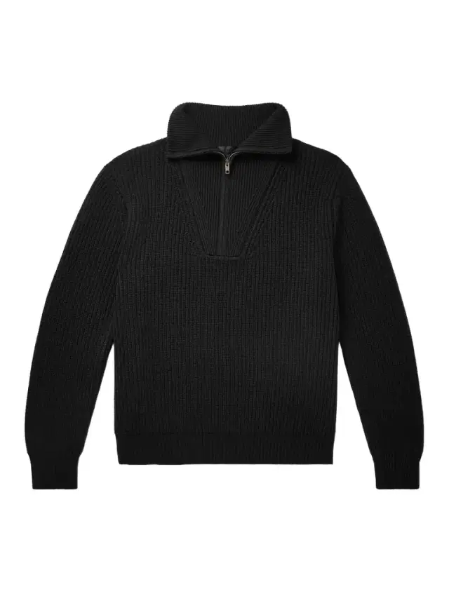 Heston Ribbed Cashmere Half-Zip Sweater - Men