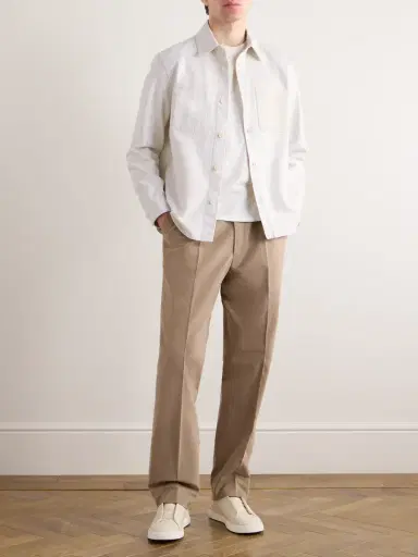 Zegna Leather-Trimmed Denim Overshirt - Men | Thumbnail 2 Zegna Leather-Trimmed Denim Overshirt - Men | Thumbnail 2