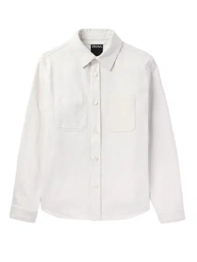 Zegna Leather-Trimmed Denim Overshirt - Men | Thumbnail 1 Zegna Leather-Trimmed Denim Overshirt - Men | Thumbnail 1