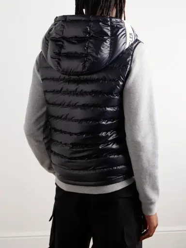 Moncler Clai Logo-Detailed Webbing-Trimmed Quilted Shell Hooded Down Gilet - Men | Thumbnail 3
