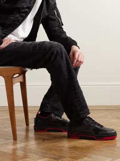 Christian Louboutin Astroloubi Spiked Leather, Suede and Mesh Sneakers - Men | Thumbnail 2