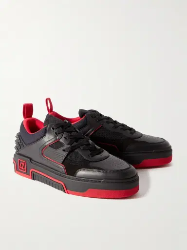 Christian Louboutin Astroloubi Spiked Leather, Suede and Mesh Sneakers - Men | Thumbnail 3