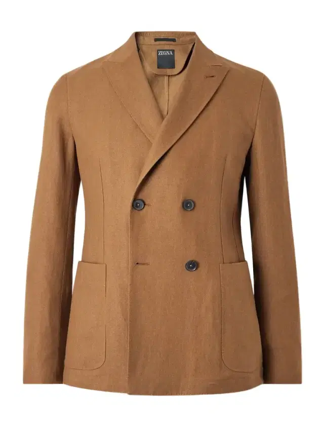 Zegna Double-Breasted Linen and Wool-Blend Suit Jacket - Men