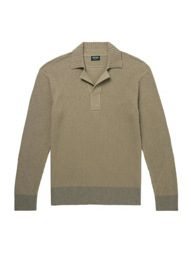 Zegna Ribbed Mulberry Silk and Cotton-Blend Polo Shirt - Men