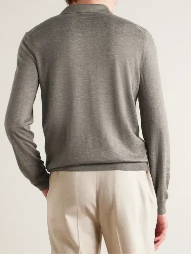 Zegna Silk, Cashmere and Linen-Blend Polo Shirt - Men | Thumbnail 3