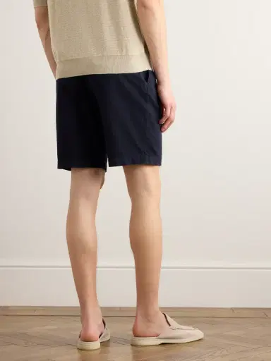 Zegna Straight-Leg Pleated Cotton and Linen-Blend Twill Shorts - Men | Thumbnail 3