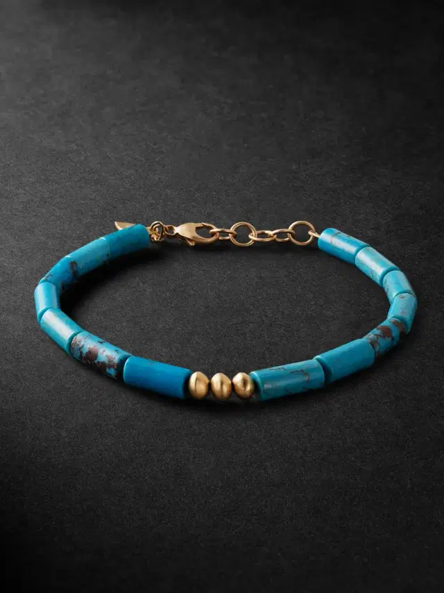 Jacquie Aiche Gold Turquoise Beaded Bracelet - Men