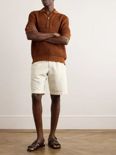 Zegna Straight-Leg Pleated Cotton and Linen-Blend Twill Shorts - Men | Thumbnail 2 Zegna Straight-Leg Pleated Cotton and Linen-Blend Twill Shorts - Men | Thumbnail 2