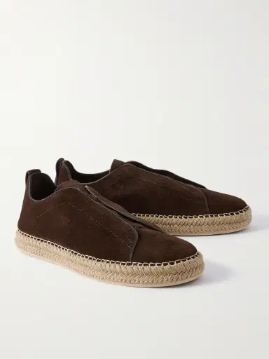 Zegna Triple Stitch™ Leather-Trimmed Suede Slip-On Sneakers - Men | Thumbnail 4 Zegna Triple Stitch™ Leather-Trimmed Suede Slip-On Sneakers - Men | Thumbnail 4