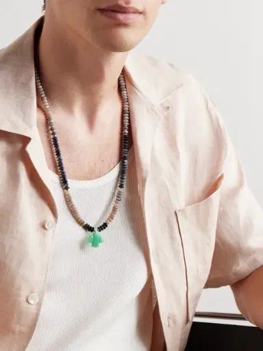 Jacquie Aiche Gold, Opal Heishi and Chrysoprase Beaded Necklace - Men | Thumbnail 2 Jacquie Aiche Gold, Opal Heishi and Chrysoprase Beaded Necklace - Men | Thumbnail 2