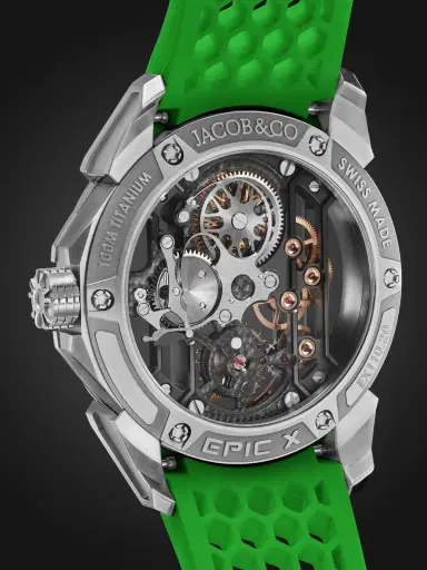 Jacob & Co. Epic X Limited Edition Hand-Wound Skeleton Chronograph Titanium Watch, Ref. EX110.20.AA.AC.ABRUA - Men | Thumbnail 5 Jacob & Co. Epic X Limited Edition Hand-Wound Skeleton Chronograph Titanium Watch, Ref. EX110.20.AA.AC.ABRUA - Men | Thumbnail 5
