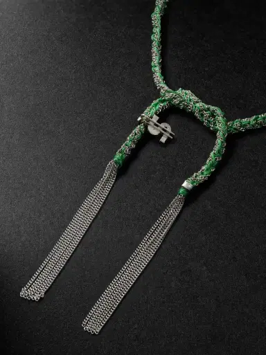 Carolina Bucci Lucky Money White Gold and Silk Bracelet - Men | Thumbnail 3 Carolina Bucci Lucky Money White Gold and Silk Bracelet - Men | Thumbnail 3