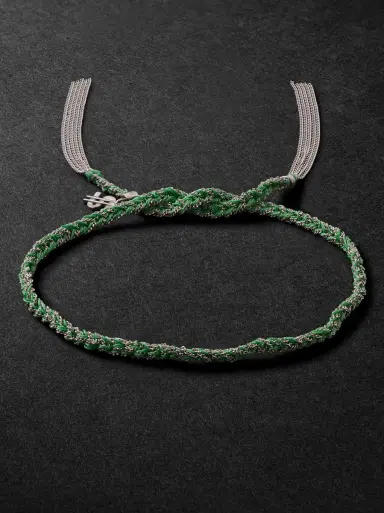 Carolina Bucci Lucky Money White Gold and Silk Bracelet - Men | Thumbnail 1 Carolina Bucci Lucky Money White Gold and Silk Bracelet - Men | Thumbnail 1