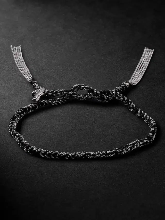 Carolina Bucci Lucky Health White Gold and Silk Bracelet - Men