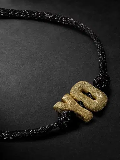 Carolina Bucci FORTE Beads Florentine Finish Letter Gold and Lurex Cord Bracelet - Men | Thumbnail 4 Carolina Bucci FORTE Beads Florentine Finish Letter Gold and Lurex Cord Bracelet - Men | Thumbnail 4