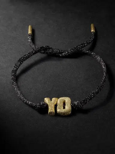 Carolina Bucci FORTE Beads Florentine Finish Letter Gold and Lurex Cord Bracelet - Men | Thumbnail 1 Carolina Bucci FORTE Beads Florentine Finish Letter Gold and Lurex Cord Bracelet - Men | Thumbnail 1