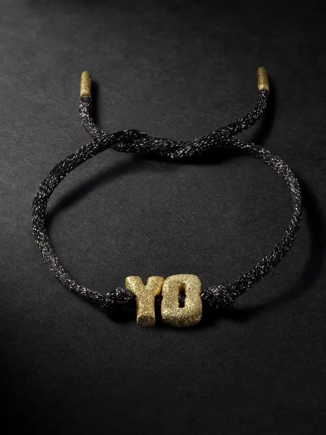 Carolina Bucci FORTE Beads Florentine Finish Letter Gold and Lurex Cord Bracelet - Men