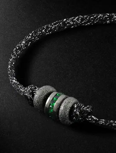 Carolina Bucci FORTE Beads Blackened Gold, Tsavorite and Lurex Bracelet - Men | Thumbnail 4 Carolina Bucci FORTE Beads Blackened Gold, Tsavorite and Lurex Bracelet - Men | Thumbnail 4