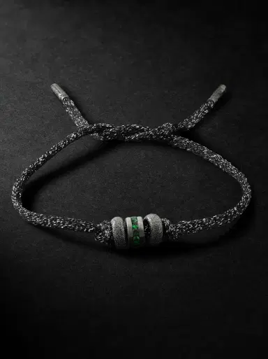 Carolina Bucci FORTE Beads Blackened Gold, Tsavorite and Lurex Bracelet - Men | Thumbnail 1 Carolina Bucci FORTE Beads Blackened Gold, Tsavorite and Lurex Bracelet - Men | Thumbnail 1
