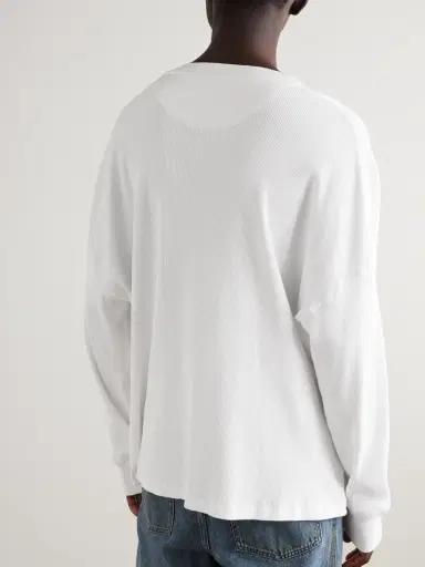 Loewe Oversized Logo-Embroidered Ribbed Cotton T-Shirt - Men | Thumbnail 4 Loewe Oversized Logo-Embroidered Ribbed Cotton T-Shirt - Men | Thumbnail 4