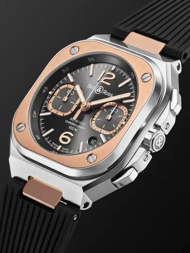 Bell & Ross BR 05 Automatic Chronograph 18-Karat Rose Gold, Stainless Steel Watch, Ref. BR05C-RTH-STPG/SRB - Men | Thumbnail 4 Bell & Ross BR 05 Automatic Chronograph 18-Karat Rose Gold, Stainless Steel Watch, Ref. BR05C-RTH-STPG/SRB - Men | Thumbnail 4